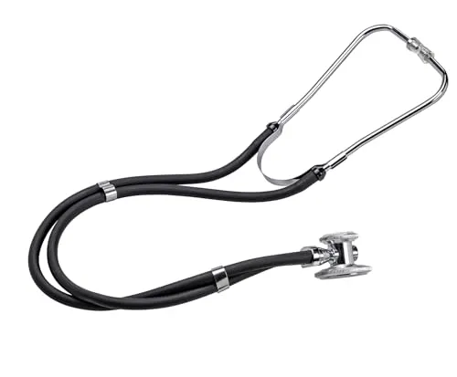 Medi-Inn Rappaport Stethoskop | nickelfrei | deutliche Geräuschübertragung | Doppelkopfstethoskop mit 2-Schlauch-System | schwarz | 1 Stück