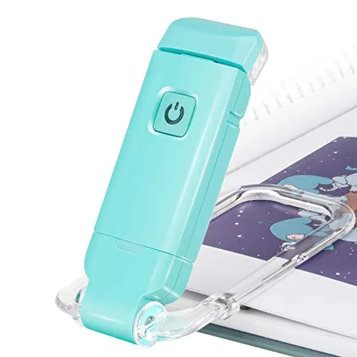 HONWELL LED Clip Leselampe Buch Klemm, Leselampen für Bücher im Bett, weiches Augenpflegelicht, USB wiederaufladbar Nachtlicht, 2 Helligkeit einstellbar für Augenschutz, Kinder, Blau