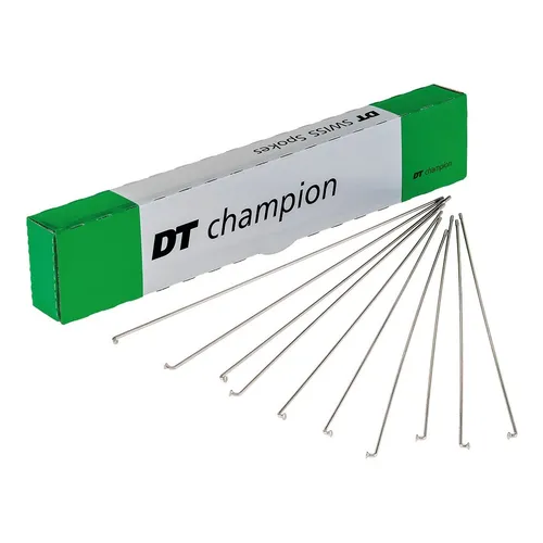 DT Swiss Champion Speichen 2x262mm - Silber, NIRO ohne Nippel - Fahrradspeichen, gerade und glatte Bauweise, äußerst zuverlässig für eine Vielzahl von Anwendungen im Radsport.