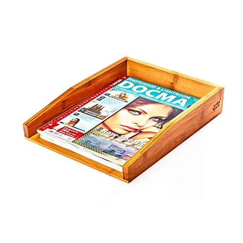 Bambuswald© ökologische Dokumentenablage aus 100% Bambus | Zeitschriftensammler Aufbewahrung von Dokumenten, Heften & Mappen bis Format A4–C4 | Ablagefächer Stapelbar Ablagesystem