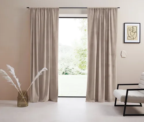LeGer Home Vorhang Samt Ladina, blickdicht, sand beige in beige von LeGer Home by Lena Gercke