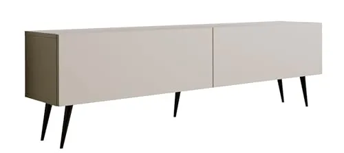 3E 3xE living.com TV-Schrank: Zwei Türen, Zwei Regale, Farbe Kaschmir, Schwarze Beine, A: B: 170 cm, H: 52 cm, T: 32 cm,