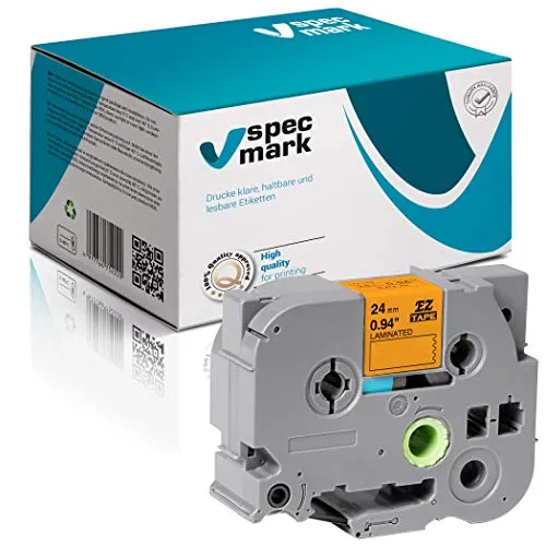 specmark Schriftband TZe-B51 24mm x 5m Schwarz auf Orange fluoreszierend Band kompatibel mit Drucker Brother PT P-touch AZe-B51 EZe-B51 TZ-B51 TZ2-B51