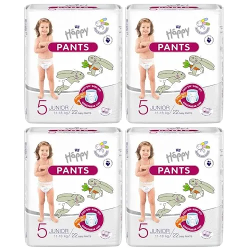 Bella Baby Happy Windel Pants Gr.5 Junior, Windelhöschen für Kinder Gr.5, 11-18 kg, 4 x 22 Stück, Töpfchen Trainingshose