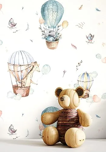 NEWROOM Tapete Blau - Verspielte Heißluftballon Kindertapete - Tapete für Kinderzimmer, hochwertiges, lichtbeständiges Material, inklusive Tapezier-Ratgeber für ein perfektes Ergebnis.