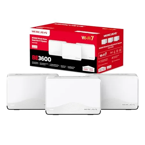 MSYS HALO H27BE3 - WLAN Mesh System, 3568 MBit/s - WLAN-Zubehör: Hochleistungs-Mesh Wi-Fi 7 System mit 3 Einheiten für blitzschnelles Internet im ganzen Haus. Nahtloses Roaming und Multi-Gigabit-Anschluss für über 150 Geräte.