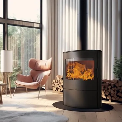KRATKI Rollo 2 Kaminofen 10 kW - Modern freistehender Holzofen mit TERMOTEC-Technologie für effiziente Heizleistung und reduzierte Emissionen – ideal für Wohnzimmer und Innenräume.