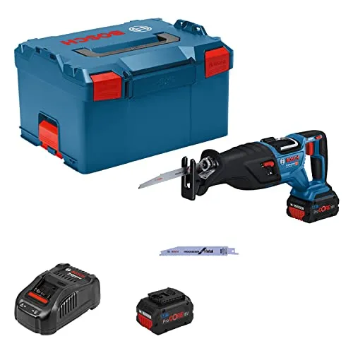 Bosch Professional 18V BITURBO Akku Säbelsäge GSA 18V-28 - Sägen - Maximale kabellose Schnittleistung mit BITURBO Brushless Technology, inkl. 2 ProCORE-Akkus 5.5Ah und Ladegerät für ultimative Flexibilität.