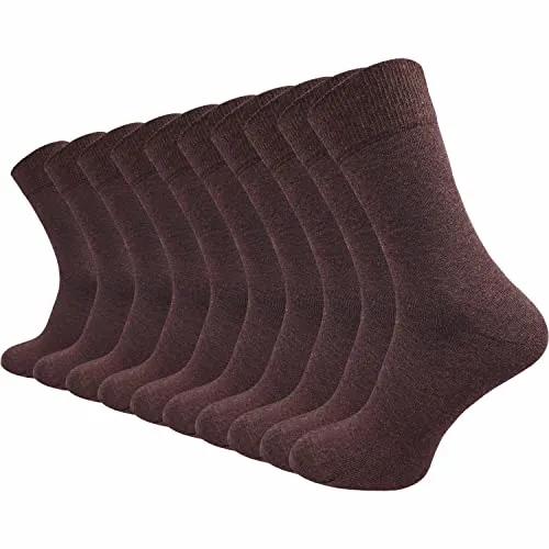 GAWILO 10 Paar PREMIUM Socken ohne drückende Naht | Damen & Herren | Business & Freizeit (43-46, dunkelbraun melange) - Hochwertige Socken aus gekämmter Baumwolle für optimalen Tragekomfort. Mit handgekettelter Zehenspitze für ein nahtloses Gefühl. Verstärkt an stark beanspruchten Stellen für lange Haltbarkeit. Pflegeleicht und blickdicht.