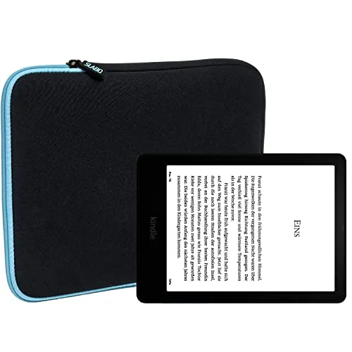 Slabo Tablet Tasche Schutzhülle für Amazon Kindle Paperwhite Signature Edition (11. Generation | 2021) Hülle Etui Case Phablet aus Neopren – TÜRKIS/SCHWARZ