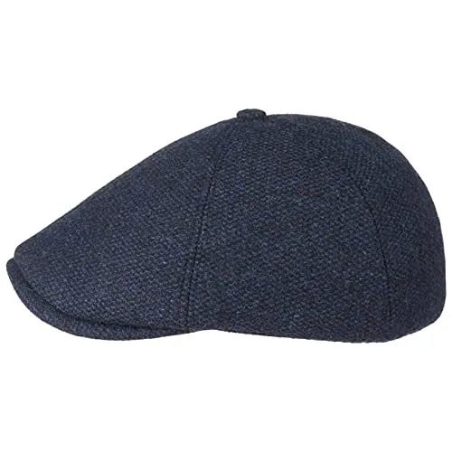 Lipodo Rapallo Melange Herren Flatcap Gefütterte Wolle Schirmmütze Schlägermütze Sechsteilige Schiebermütze Herbst Winter dunkelblau L (59-60 cm)