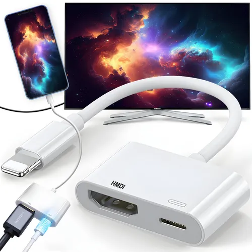 Retoo HDMI Adapter für Phone 13/13 Pro/12/11/X/XR/XS/8P/8/7P/7/Pad Air, HDMI-Adapter Full HD 1080p, Plug and Play Digital AV Adapter, Video Audio Connector, HDMI Kabel Bildschirm zu TV, HDTV