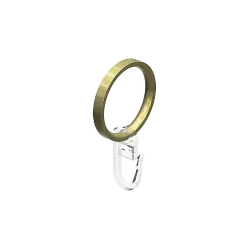 Interdeco Gardinenstangen Ringe mit Faltenhaken – Messing-Optik (24 Stück) - Hochwertige Gardinenringe in Messing-Optik für 20 mm Ø. Ideal für eine stilvolle Fensterdekoration, inklusive praktischer Faltenhaken für einfachen Einsatz.