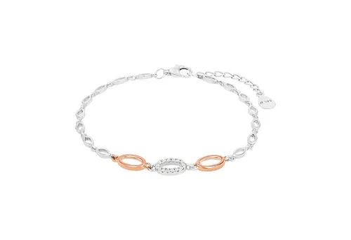 Amor Armband 925 Sterling Silber Damen - Elegantes Bicolor Design - Armbänder für Damen: Süße 925 Sterling Silber Armkette mit Zirkonia, verstellbar (17+3 cm) und ideal als Geschenk für besondere Anlässe.