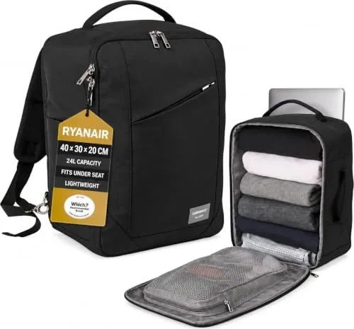 Cabin Max Handgepäck-Rucksack Backpack Reiserucksack Ryanair 40x30x20 24L | 40x30x20 Wochenendtasche, Ryanair, EasyJet, Wizz Air, Vueling, Volotea, Transavia, Air Lingus, Laptopfach, 0,9kg, 24L