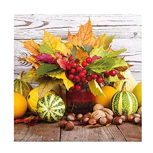 Ambiente 3-Lagig Papier Bedruckt, Servietten, 20 Stück, 33 x 33 cm Fall Bouquet