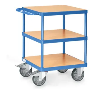Fetra Tischwagen 2416 - Robuster Metall- und Holzwagen mit 3 Etagen - Tischwagen aus Metall und Holz mit 3 Etagen, Tragkraft 500 kg. Ideal für Gewerbe und Lager, mit stabilen TPE-Rollen für einfache Mobilität und 10 Jahre Garantie.