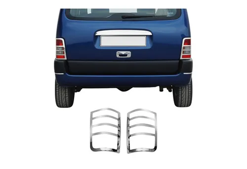 OMAC Zierleisten-Aufkleber Rücklicht Leisten für Citroen Berlingo 1996-2008 Edelstahl Silber 2x, (2tlg), Langlebig,Einfache Reinigung,Einfache Installation,Rostbeständig