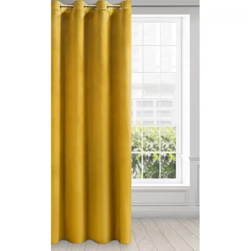 Eurofirany Samtvorhang Kräuselband Blickdichte Vorhänge Samt Velours Samtvorhänge Melanie (senf, 140X250 cm)
