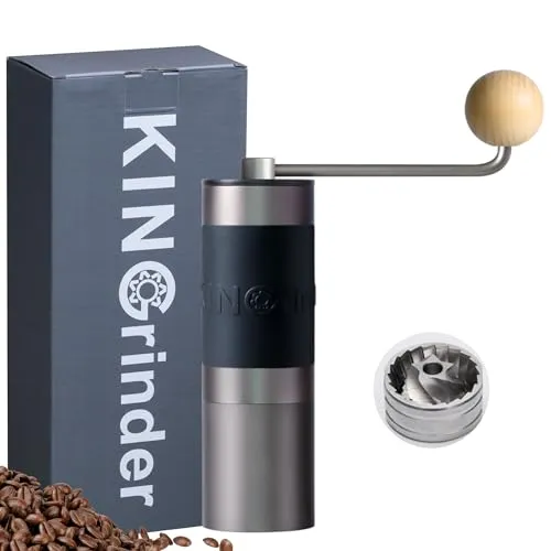 KINGrinder K0 Manuelle Kaffeemühle mit 140 Mahlgraden - Manuelle Kaffeemühle für präzise Einstellungen, ideal für verschiedene Brühmethoden. Hergestellt aus robustem Edelstahl und Aluminium, perfekt für Zuhause und unterwegs.