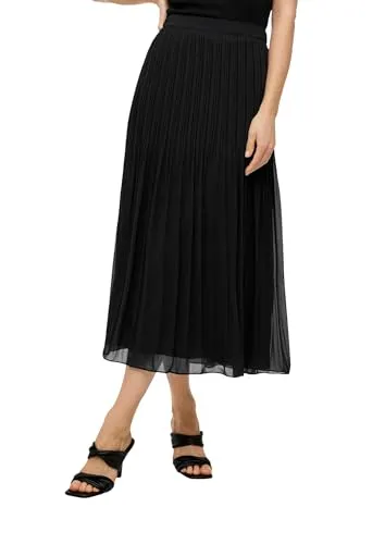 Midi-Rock aus Chiffon schwarz 34 - Röcke für Damen, hoher elastischer Bund und modische Plisseefalten in fließender Chiffon-Qualität für einen eleganten Look.