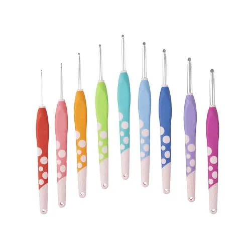 Knit Picks WeCrochet Dots Häkelnadel-Set mit ergonomischen Griffen, 9-teilig