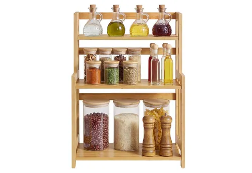 SONGMICS Gewürzregal mit 3 Ebenen, beige, für die Küche