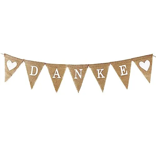 COLOFALLA Danke Girlande Jute Hochzeit Wimpelkette Banner Boho Vintage Hochzeitsdeko Deko für Hochzeit Abschied Party JGA Hochzeitsgirlande
