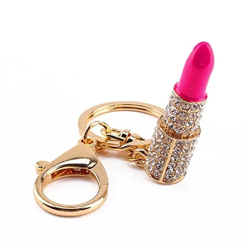 Kristall Lippenstift Makeup Keyring Handtasche Tasche Charme Anhänger Schlüsselanhänger Schmuck für Mädchen Frau Dame MEHRWEG VERPACKUNG socialme-eu