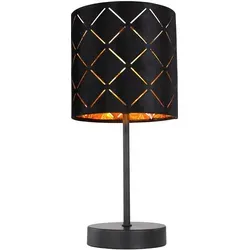 Globo Tischleuchte Schwarz 35 cm - Moderne Tischleuchte in elegantem Schwarz, aus Metall und Textil, mit praktischem Wippschalter – ideal für stimmungsvolle Innenbeleuchtung.