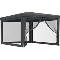 vidaXL Partyzelt mit 4 Mesh-Seitenwänden 3x4 m - Pavillon mit robustem Eisenrahmen und wasserfestem HDPE-Dach, ideal für Outdoor-Events und Schutz vor Insekten dank praktischer Mesh-Seitenwände.
