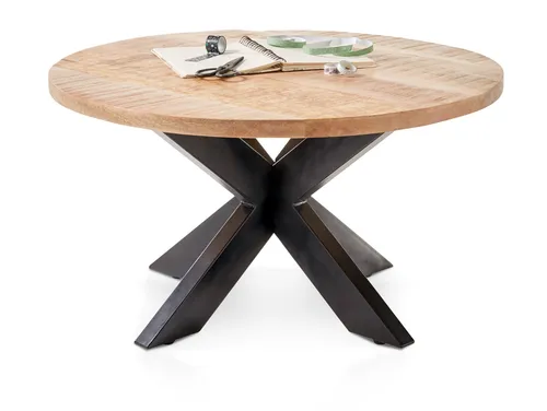 ALMARA Couchtisch Rund aus Mangoholz – 80 cm