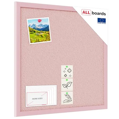 ALLboards Pinnwand mit Pink Holz Rahmen 40x40cm Korktafel Korkwand Pinnwand Kork