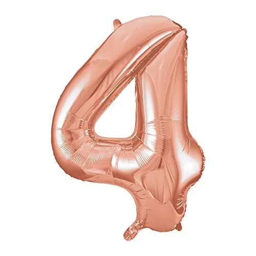 Unique Party Supplies 55874 Riesenzahl 4 Luftballon - 86 cm - Roségold, Rose Gold