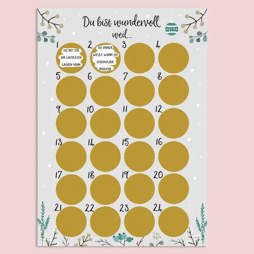 Adventskalender zum Rubbeln DU BIST WUNDERVOLL Adventskalender für Freundinnen