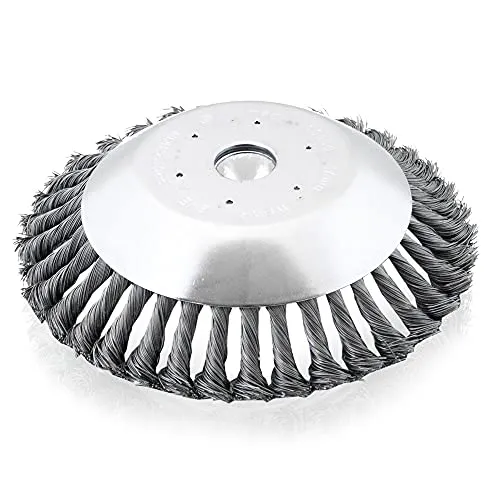 Bituxx Stahl Draht Unkrautbürste Topfbürste Wildkrautbürste Mähkopf Motorsense Freischneider Trimmer 200mm mit verdrillten Draht