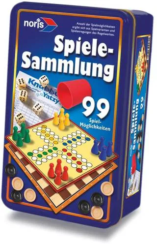 Spielesammlung - 99 Spielmöglichkeiten, handliche Metall-Box mit Klassikern für unterwegs und perfekte für Familienabende