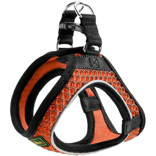 HUNTER Hundegeschirr HILO COMFORT - Orange, Easy Step-In für kleine bis mittlere Hunde - Weiteres Autozubehör: Leichtes Hundegeschirr aus 3D-Mesh für hohen Komfort und Kühlung im Sommer, ideal für kopfscheue Hunde und mit reflektierenden Elementen für bessere Sichtbarkeit.