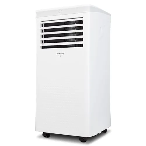 MEDION P702 (MD 37737) Smarte Mobile Klimaanlage mit Abluftschlauch (inkl. Fensterabdichtung, 3in1, bis 25qm, 7.000 BTU, Kühlen, Entfeuchten, Ventilieren, App- und Sprachsteuerung, Schlafmodus