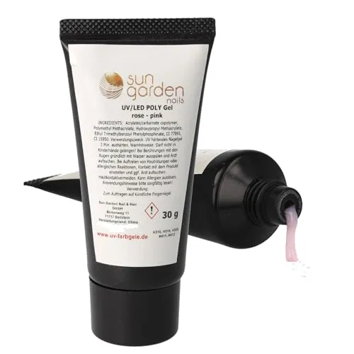 Sun Garden Nails UV Poly Gel rose pink 30 g – Camouflage Builder Gel für Nagelverlängerung, Aufbaugel für Gelnägel, UV Nagelgel für Nail Art