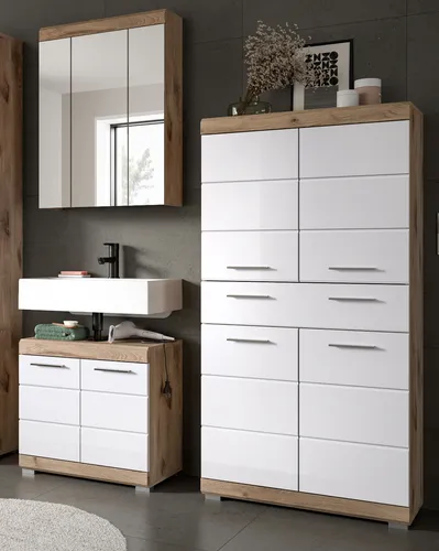 Badmöbel Set Willow 3-teilig in Weiß Hochglanz