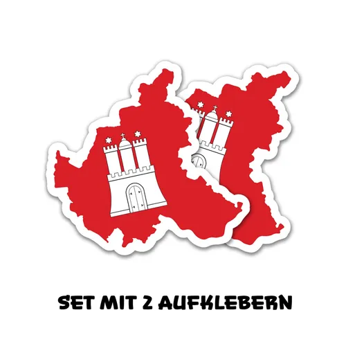 2x Aufkleber Länderfahne Silhouette Land Bundesland Auto R215-35 Hamburg