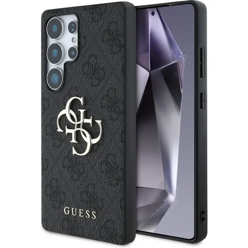 Guess Kunstleder Handyhülle für Galaxy S25 Ultra mit goldfarbenem Logo - Smartphone-Hülle aus hochwertigem Kunstleder, passgenau für Samsung Galaxy S25 Ultra, verziert mit einem eleganten Guess Metall Logo für einen stilvollen Look.