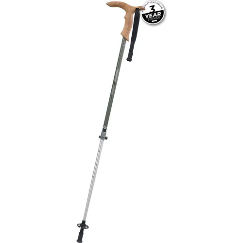 Komperdell Walker Powerlock Trekkingstock - Dunkelgrün - Trekkingstöcke für längere Touren, mit antibakteriellem Korkgriff und kompaktem Packmaß von 61cm. Ideal für Sommer und Winter dank flexiblem Vario Tellersystem.