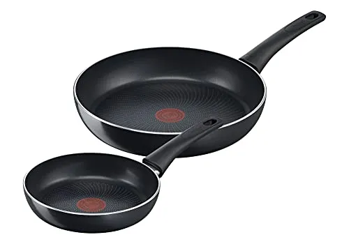 Tefal C27890 Generous Cook 2-teiliges Pfannenset - Pfannenset mit titanverstärkter Antihaftversiegelung für müheloses Kochen und einfache Reinigung; Thermo-Signal zeigt die optimale Brattemperatur an.