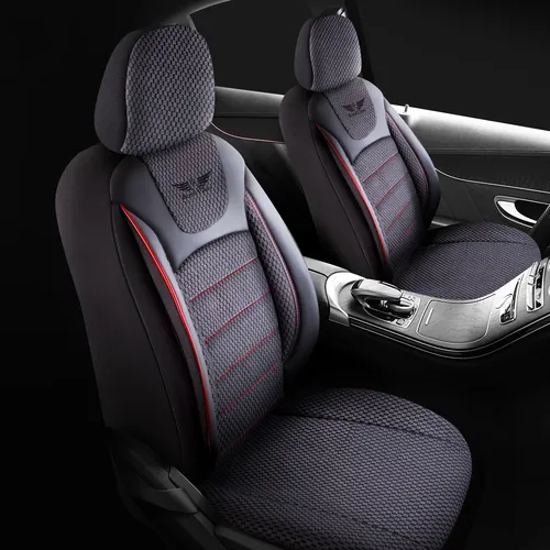 Autositzbezüge Schonbezüge passend für Mitsubishi Space Star (Schwarz-Rot)