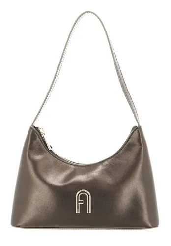 Furla Schultertasche Diamante in Gold - Elegante Schultertasche aus 100% Leder mit glänzender Metallic-Optik. Perfekt für den Alltag, bietet sie Stil und Funktionalität mit einem praktischen Henkel von ca. 42 cm.