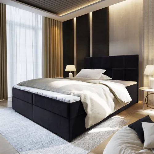 Masseno Boxbett Prata, Schwarz, 160x200 cm