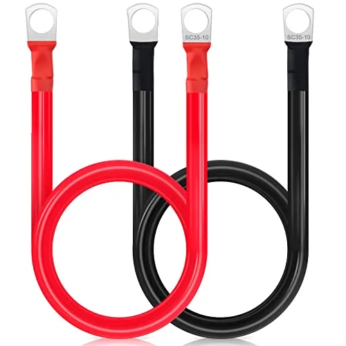 Bolatus Batteriekabel 1M 2AWG 35mm² Batterie-Kabel 12V Kupferkabel Kupfer Stromkabel mit SC35-10 Ringklemmen Autobatterie Kabel KFZ Kabel für LKW KFZ Motorrad Solar Wohnmobil Marine