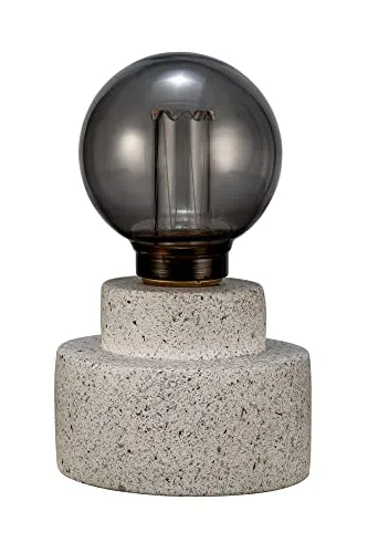 Pauleen 48282 LED Tischleuchte Noble Flare mobile Tischleuchte Timer Batterie incl. 1x0,2 Watt Wohnzimmerlampe Grau Beton, Glas 2500 K E27